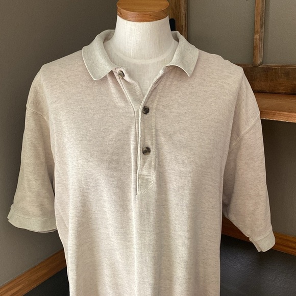 Royal Robbin’s comp. LTD cream oatmeal cotton polo shirt size L - Picture 2 of 7